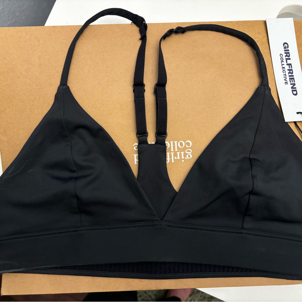 Girlfriend Collective Black Triangle Bralette Medium